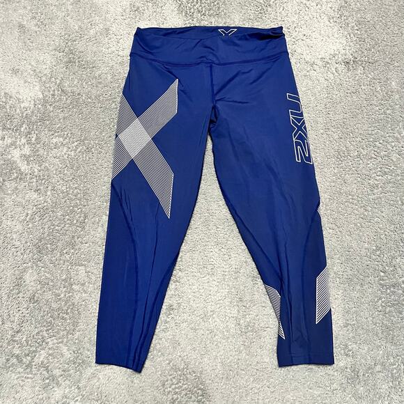 2XU Compression Tight Legging Womens Large Cropped Blue - Picture 1 of 6